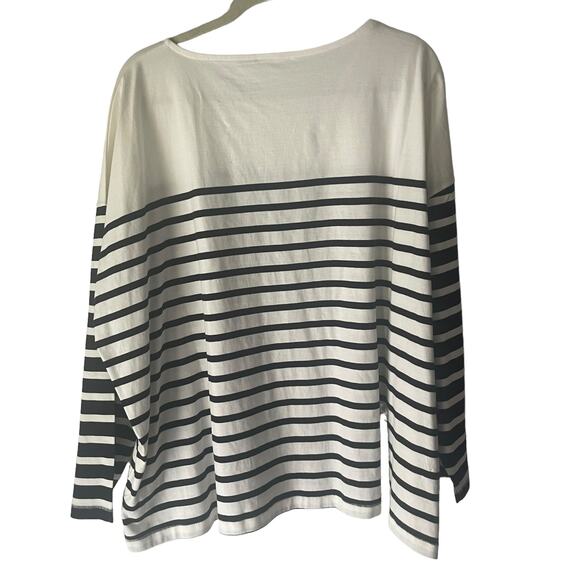 Maurices NWT Women's Plus Size 3X Black White Striped Henley Round Neck Top - Picture 5 of 7